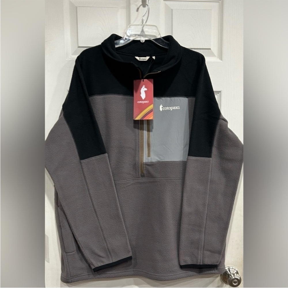 Cotopaxi Men’s Small Abrazo Half-Zip Fleece Jacket Black Grey NWT Pockets